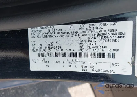 2011 Ford Fiesta Se from USA, damaged, VIN 3FADP4BJ5BM159466